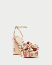 Natalia Platform Bow Heel | Cranberry Plaid