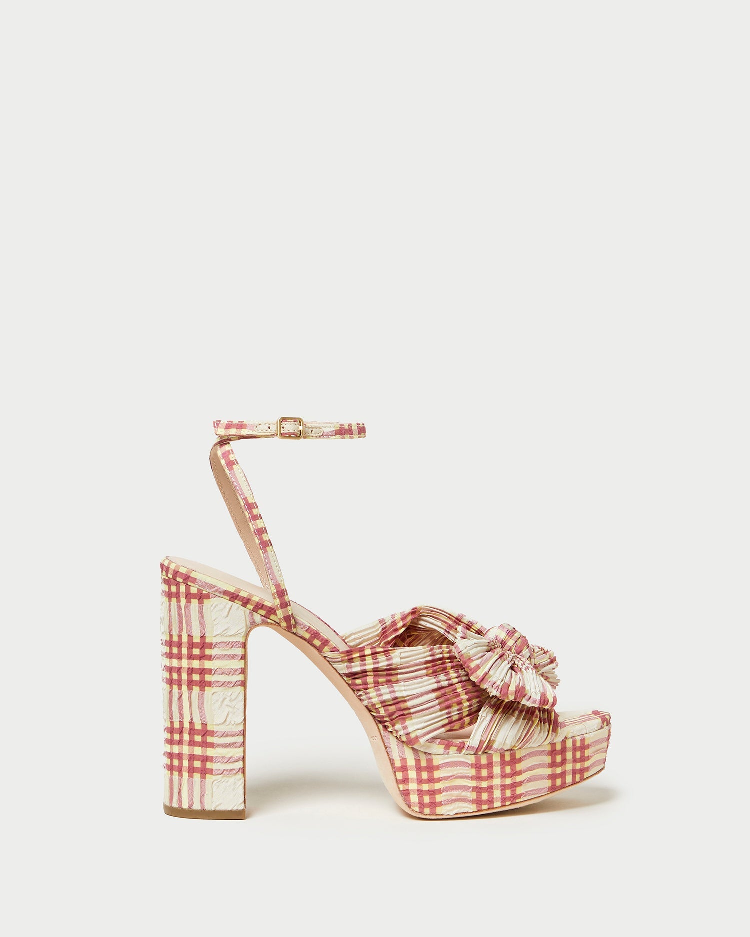 Natalia Platform Bow Heel | Cranberry Plaid