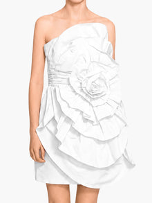 Rosette Taffeta Mini Dress | Ivory