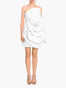 Rosette Taffeta Mini Dress | Ivory