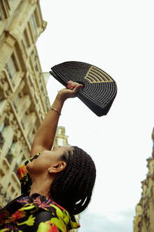 EILAF Half Moon Black Raffia Clutch