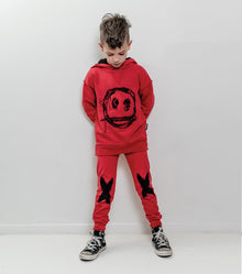 Kid | Embroide Sprayed Smile Hoodie | Red