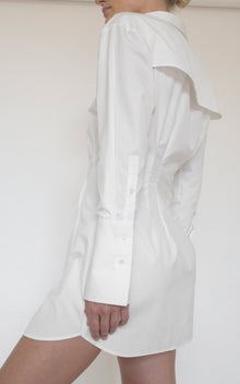 Nipped Mini Shirt Dress | White