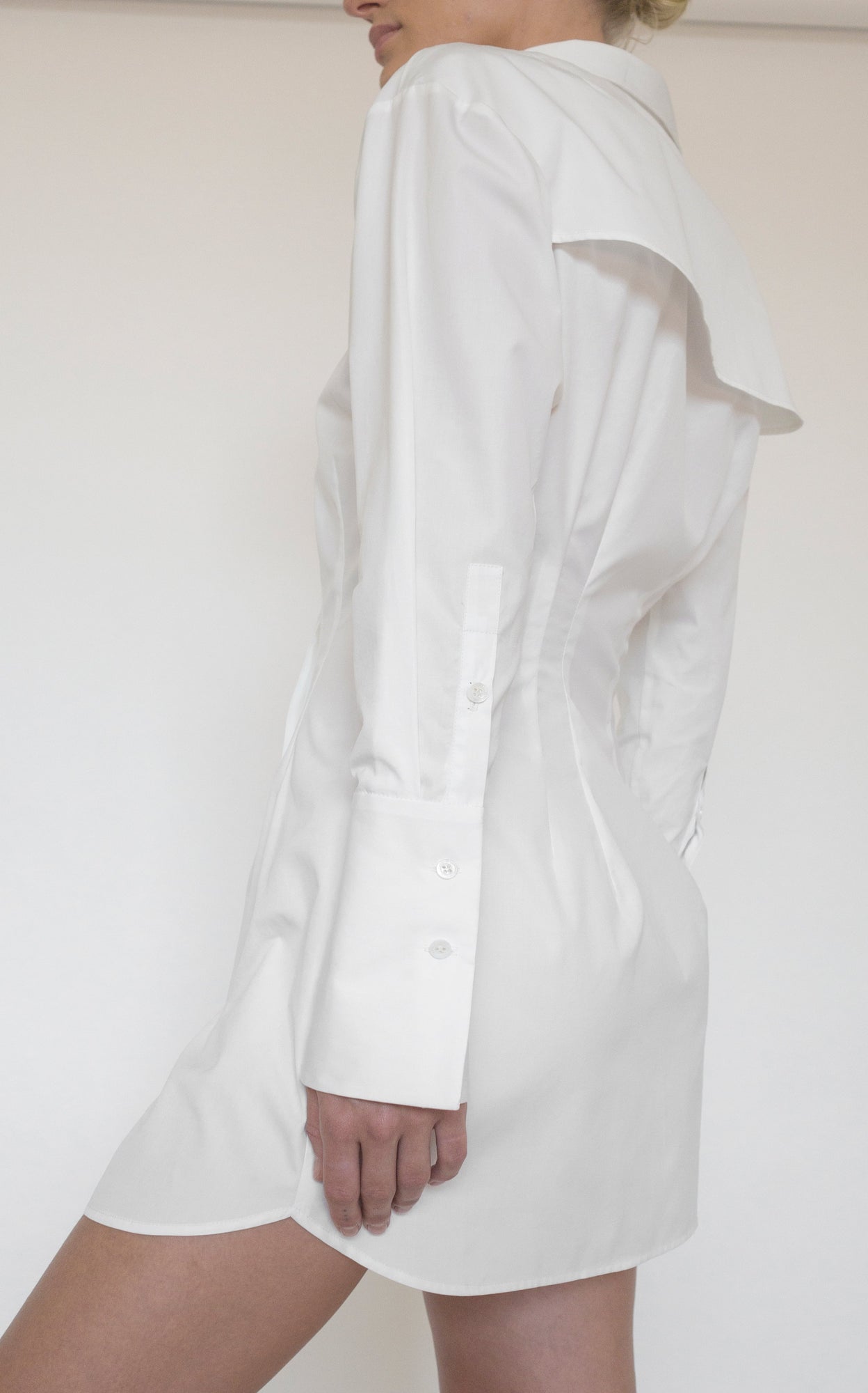 Nipped Mini Shirt Dress | White