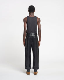 Mens | Zayden Regenerated Leather Tapered Pants | Black