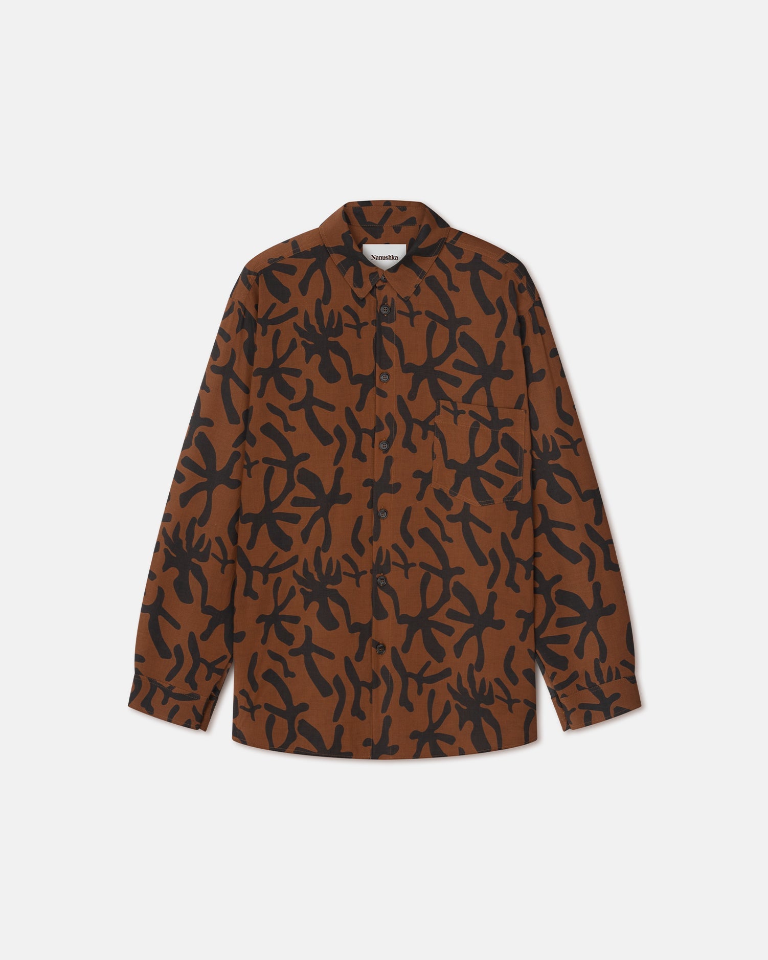 Mens | Jilco Printed Cotton Shirt | Reef Brown