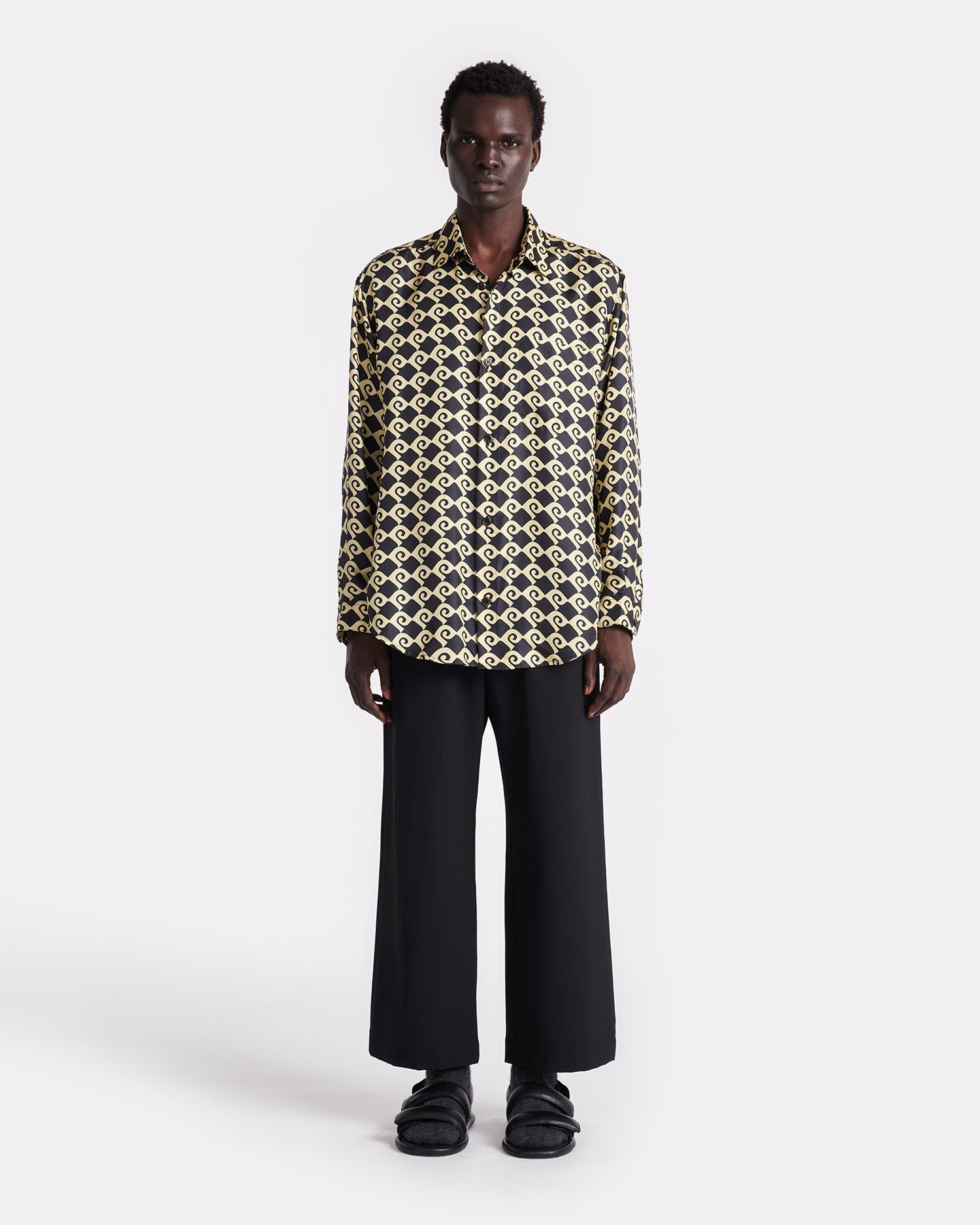 Mens | Sebas Printed Silk-Twill Shirt | Diamond Check