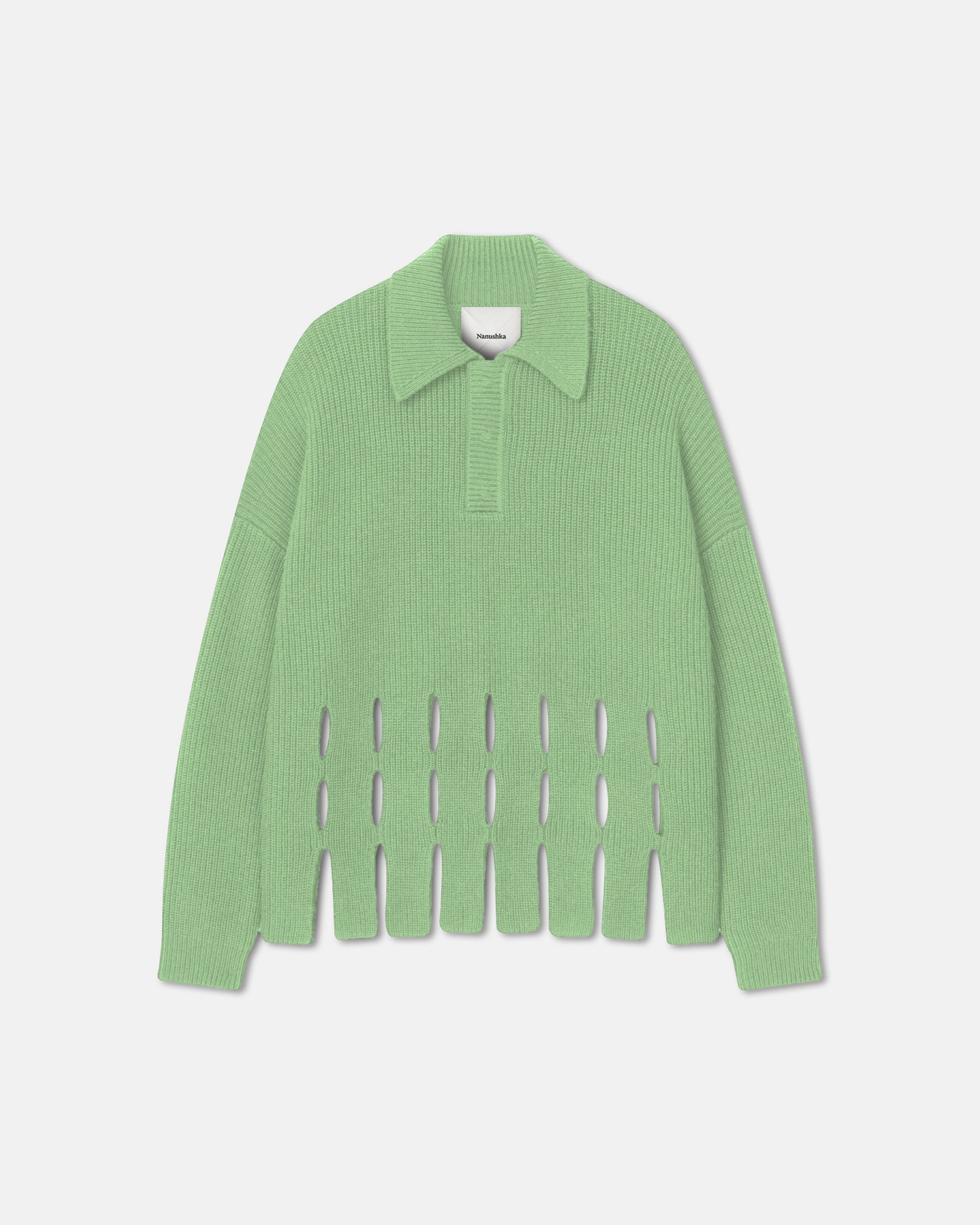 Mens | Thiago Cut-Out Cashmere-Blend Polo-Neck Sweater | Pale Green