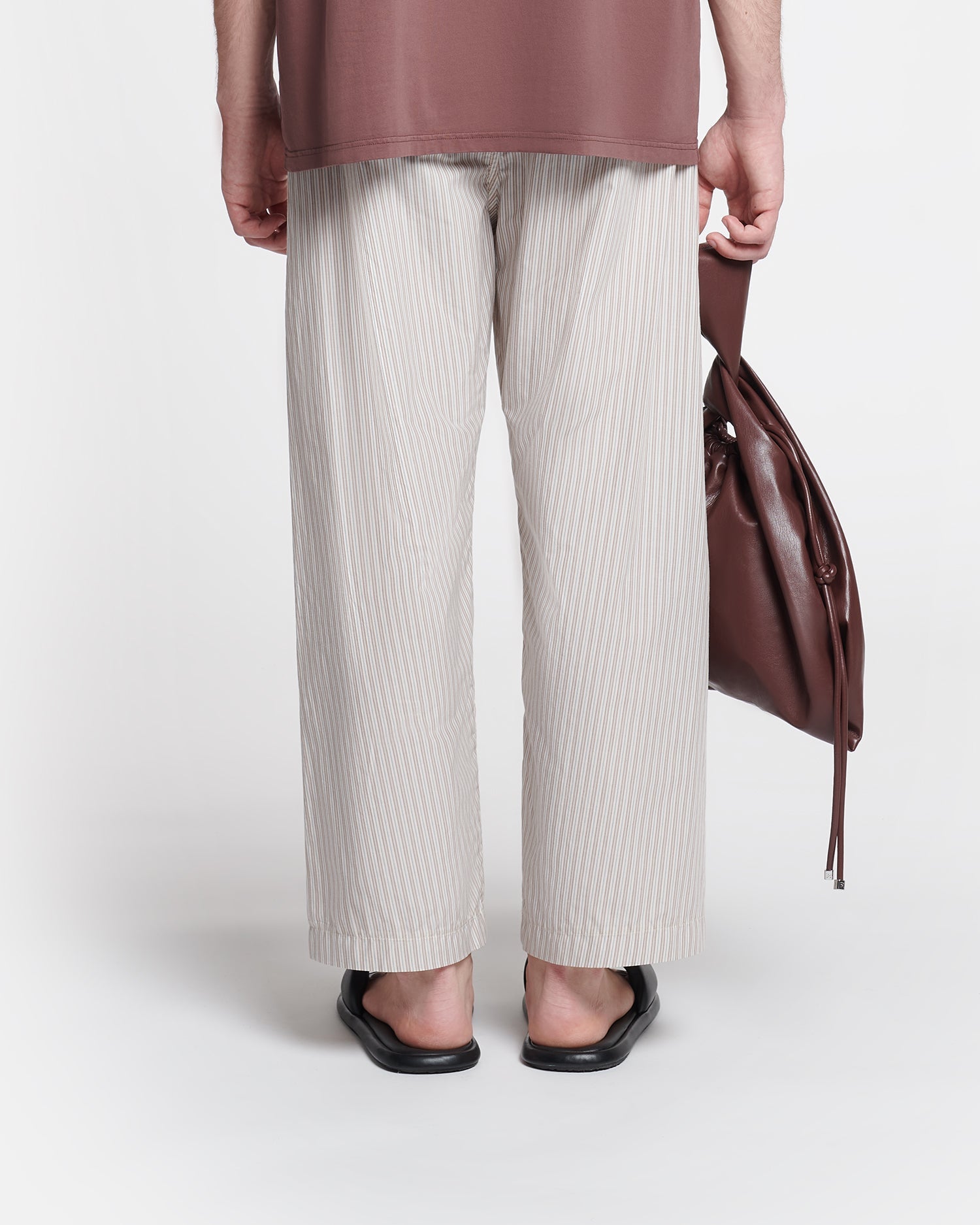 Ferre Belted Striped Pants | Caramel/ Ecru