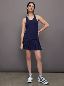 Norma Kamali | Pleated Mini Skirt | True Navy