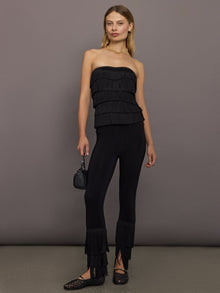 Fringe Hem Cropped Legging | Black
