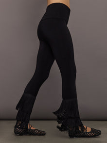 Fringe Hem Cropped Legging | Black