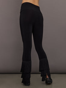 Fringe Hem Cropped Legging | Black
