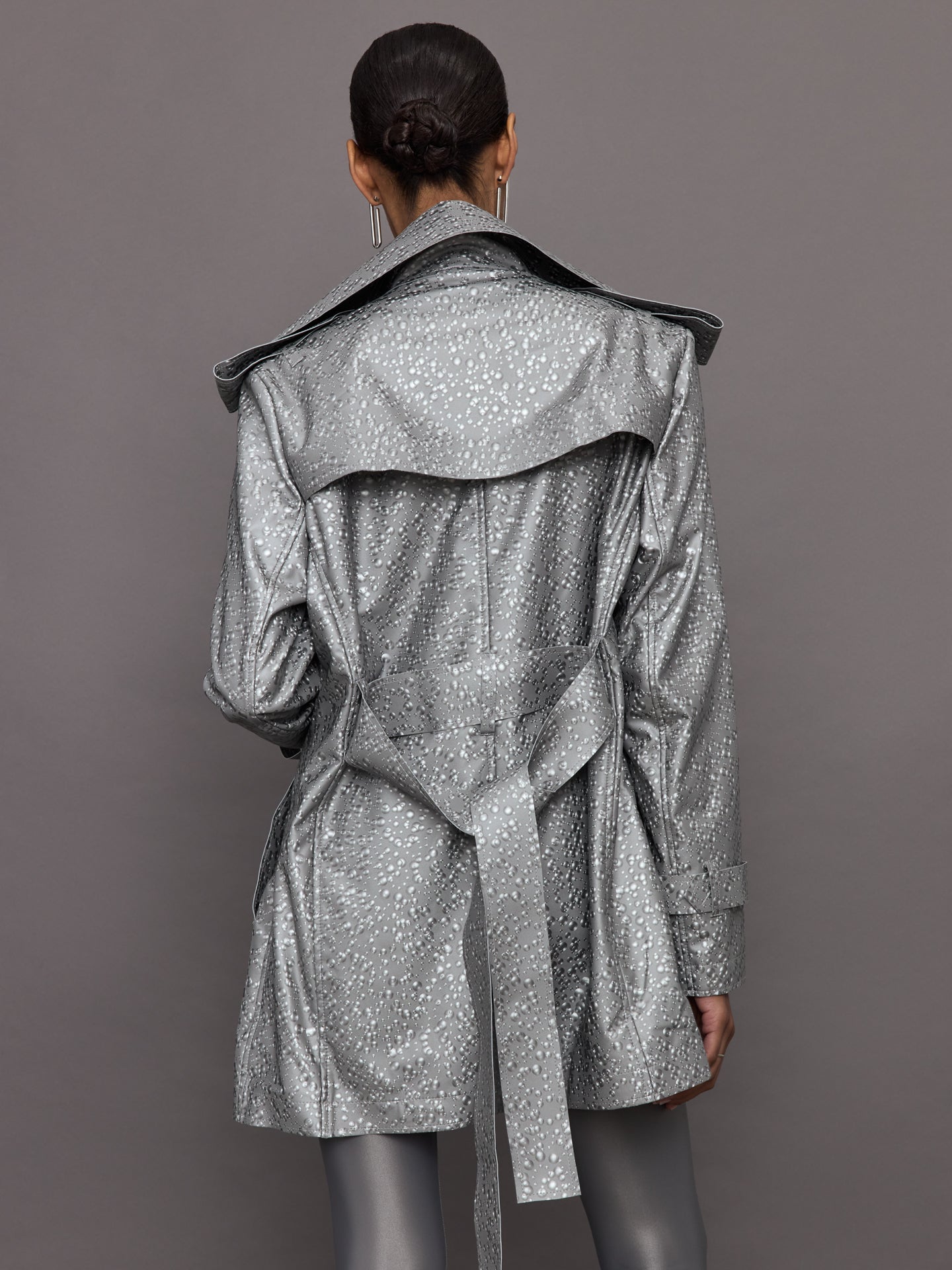 Norma Kamali | Double Breasted Trench Mini | Silver