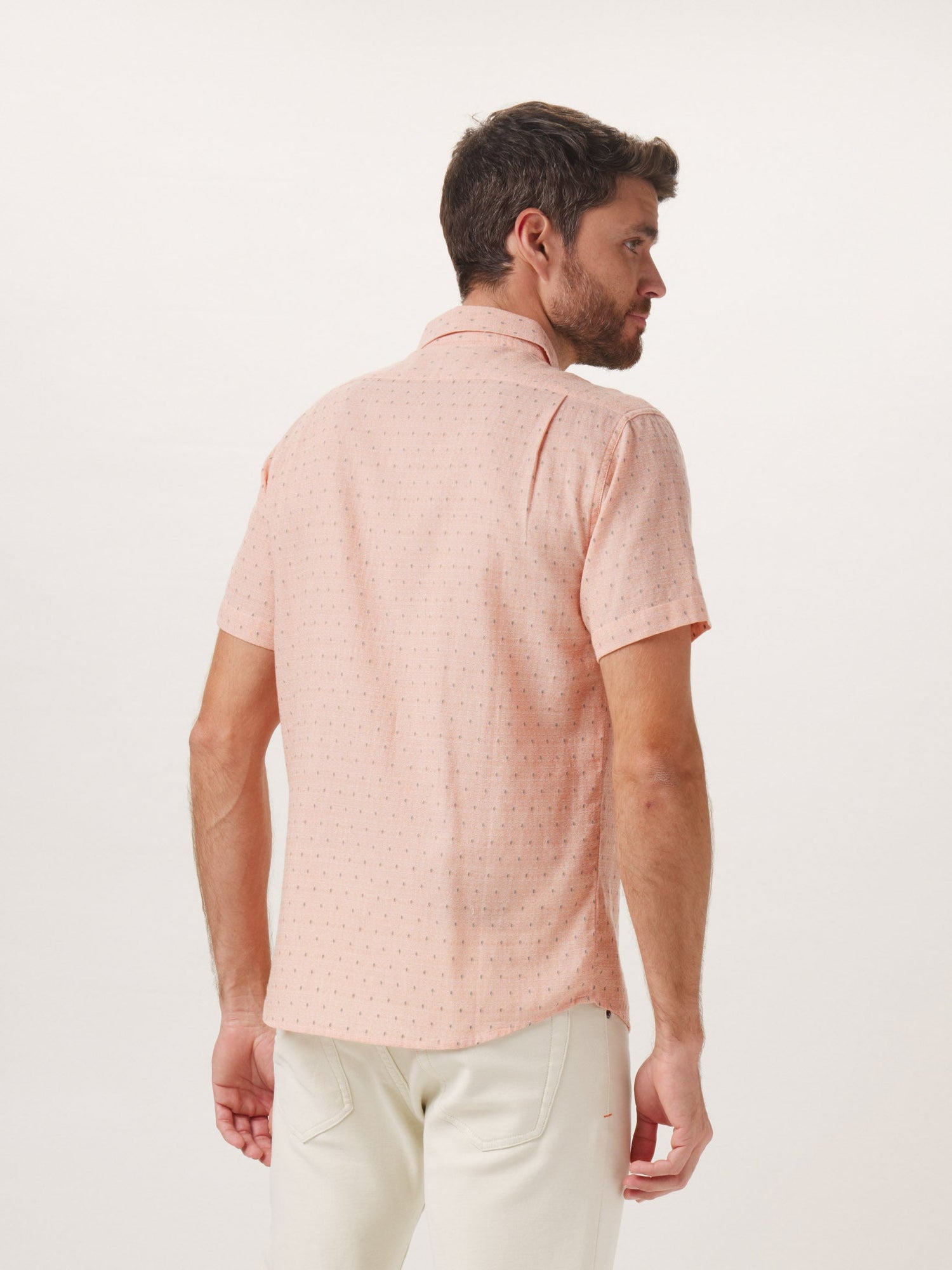 Men | Freshwater Short Sleeve Button Up Shirt | Double Nep Copper Dobby