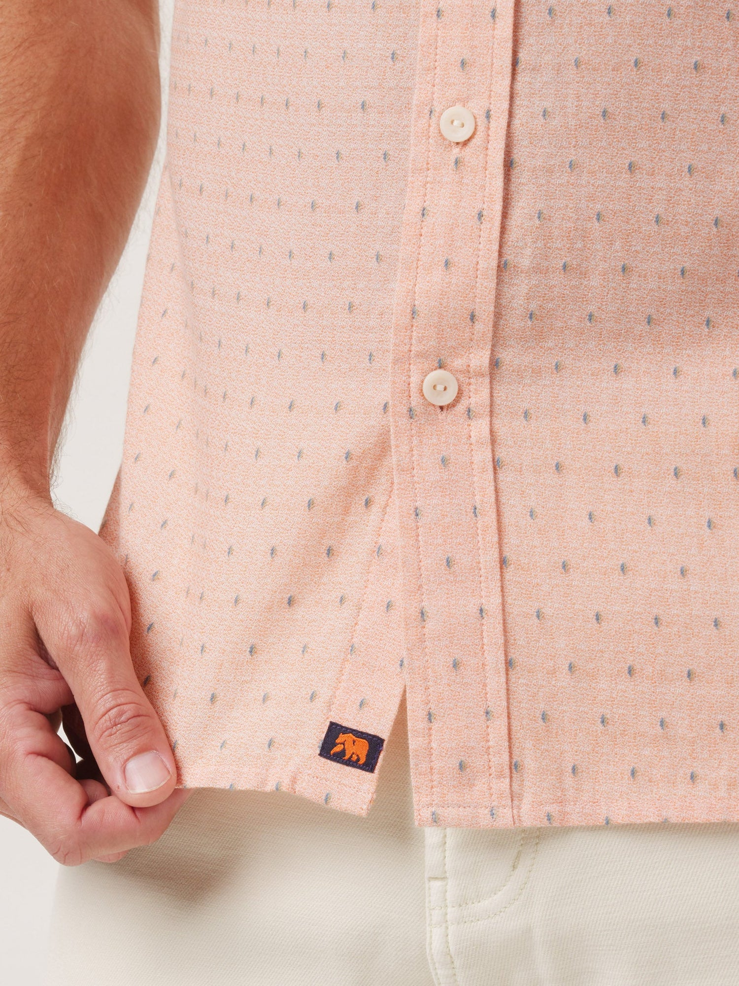 Men | Freshwater Short Sleeve Button Up Shirt | Double Nep Copper Dobby