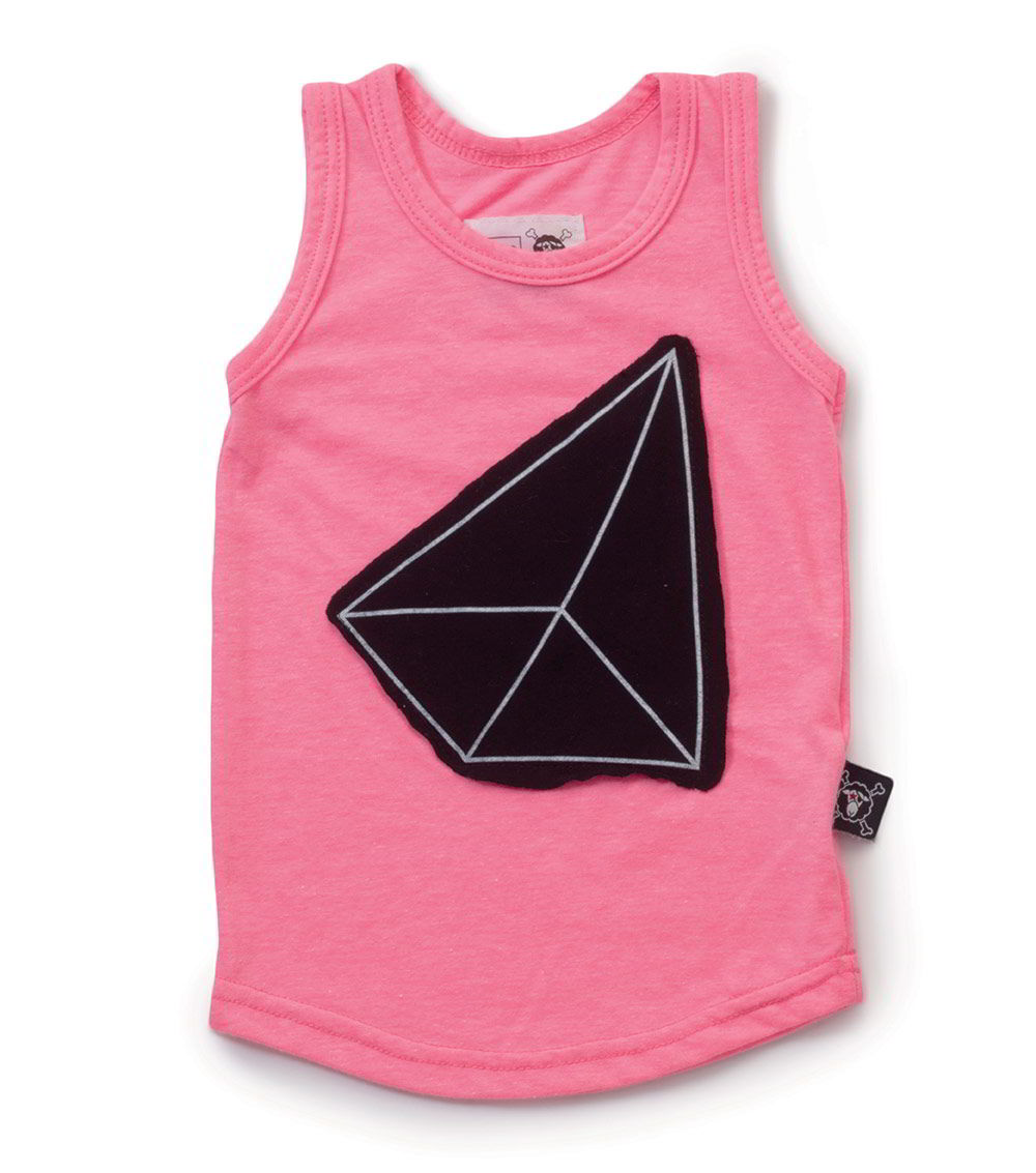 Kid | Geometric Patch Tank Top | Neon Pink