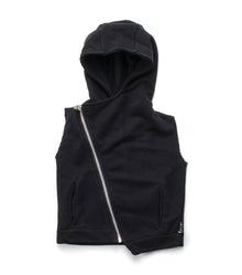 Kid | Hooded Diagonal Vest | Black