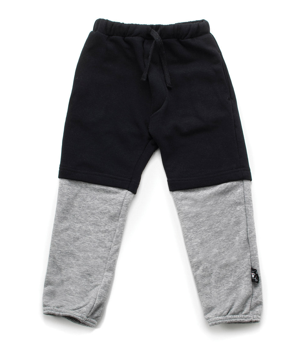 Kid | Double Sweatpants | Black x Heather Grey