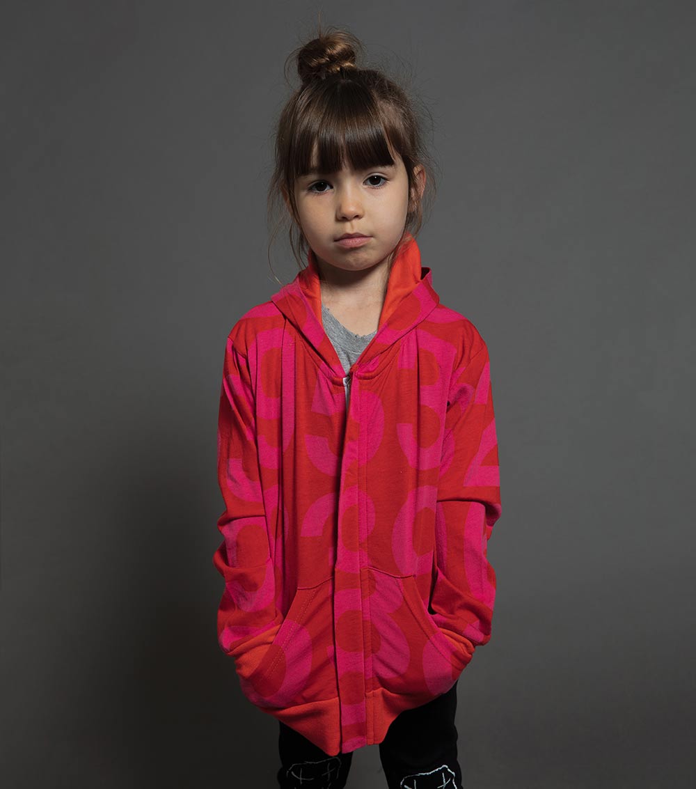 Kid | Numbered Zip Hoodie | Red
