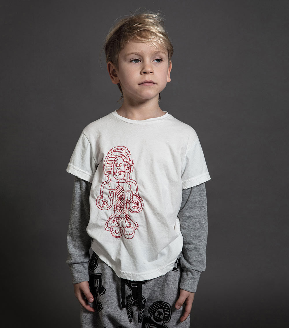 Kid | Tribal Dancers Shirt | White x Red