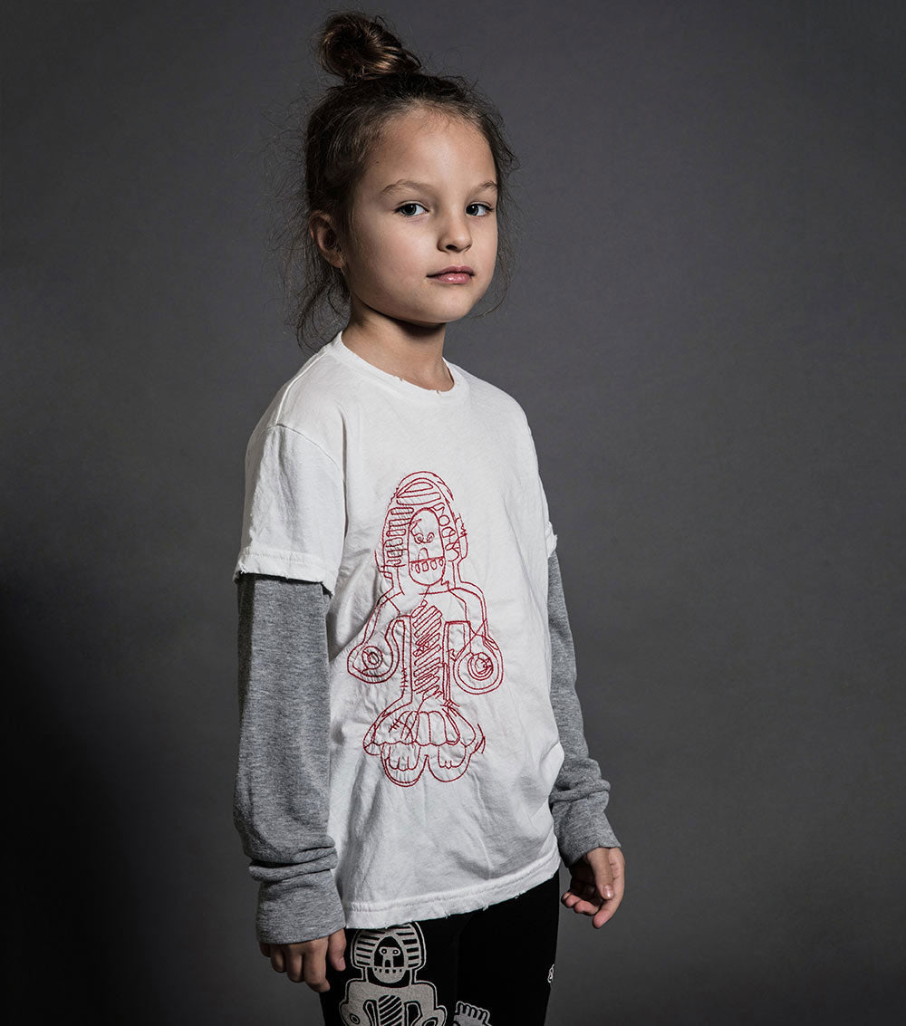 Kid | Tribal Dancers Shirt | White x Red