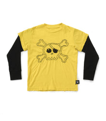 Kid | Embroidered Skull Shirt | Dusty Yellow