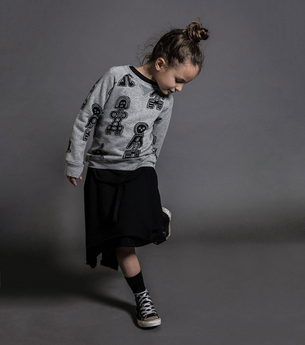 Kid | Tribal Dancers Sweatshirt | Heather Grey