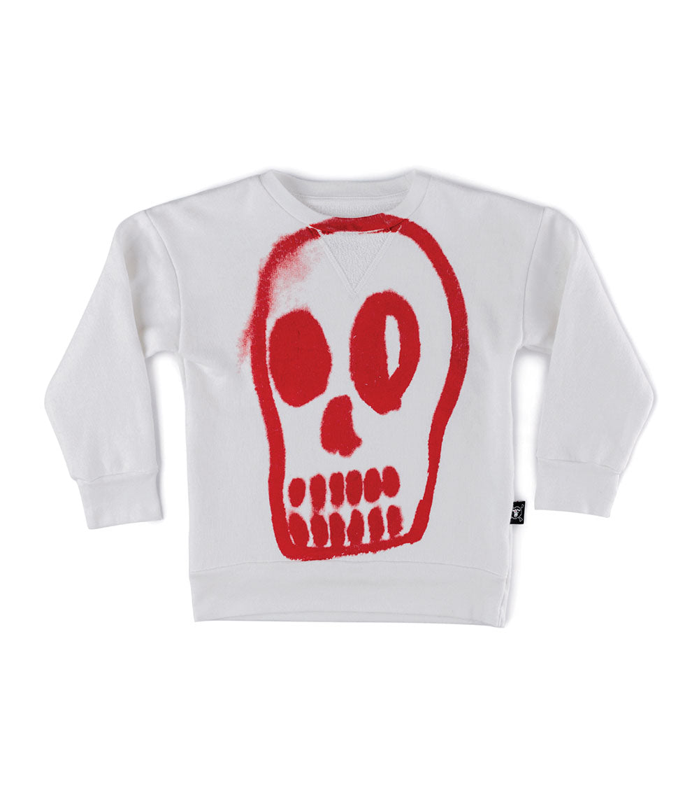 Kid | Painted Dizzy Skull Sweatshirt | White