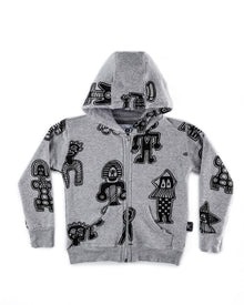 Kid | Tribal Dancers Zip Hoodie | Heather Grey