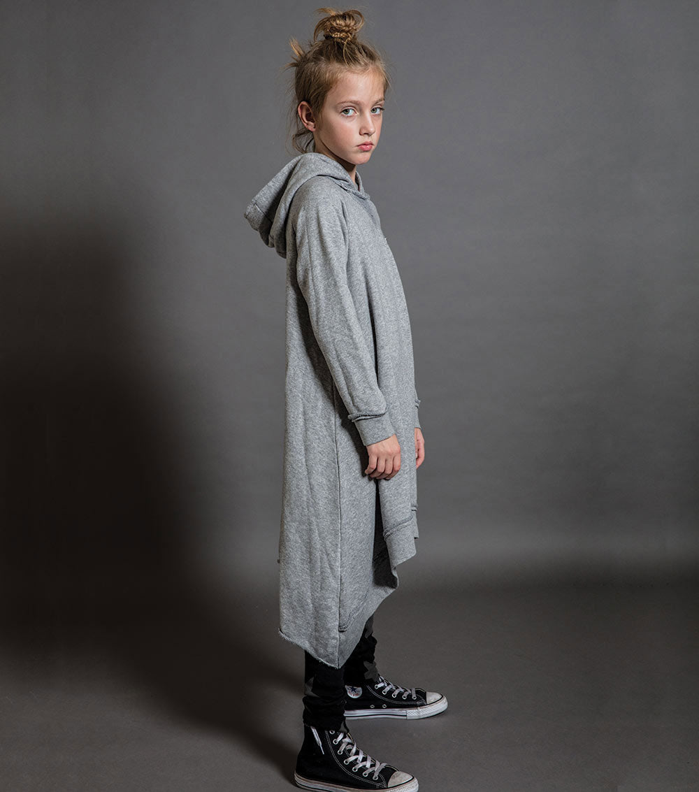 Kid | Hooded Poncho | Heather Grey