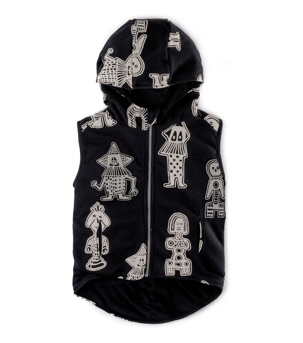 Kid | Tribal Dancers Hooded Vest | Black
