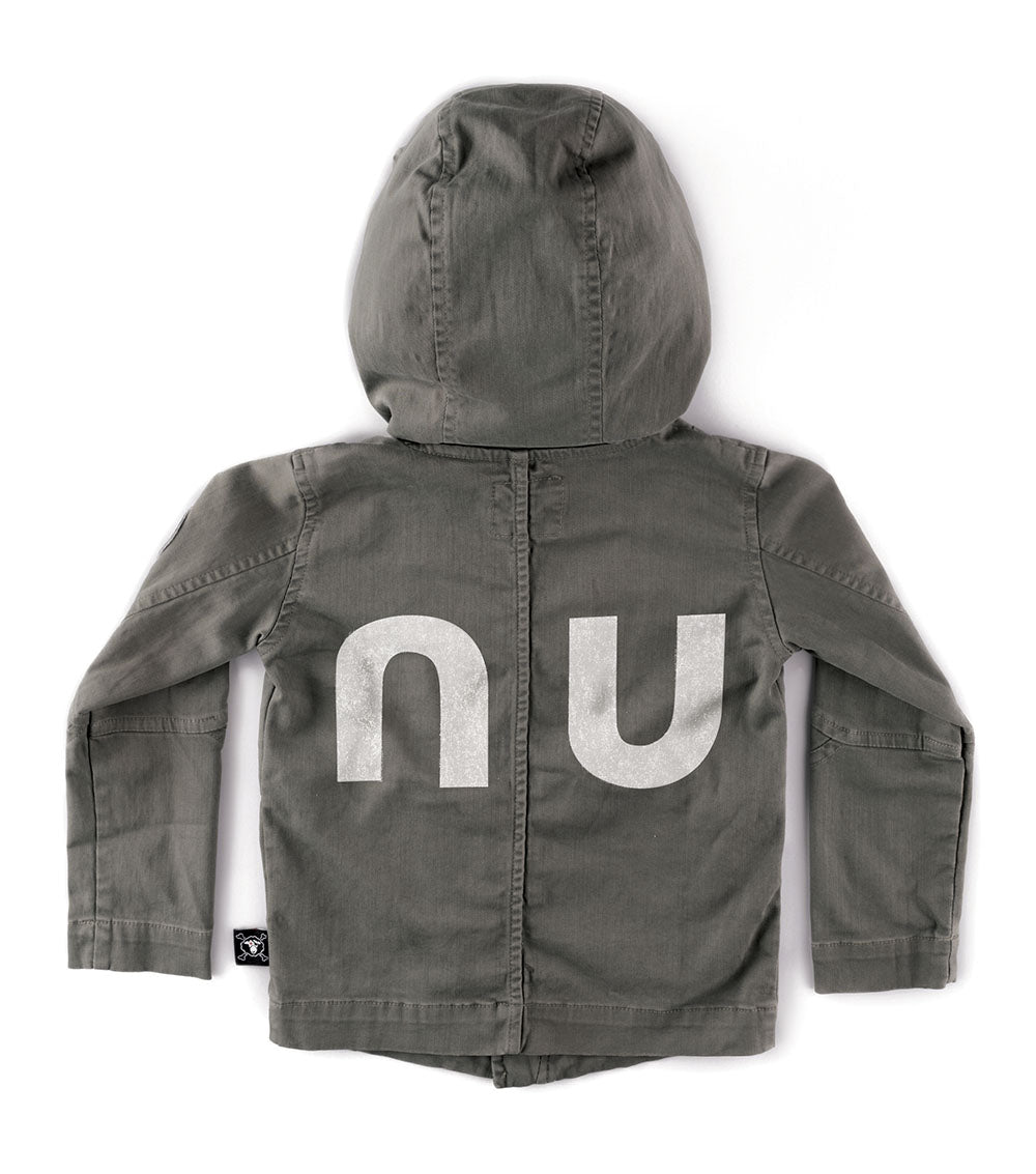 Kid | Hooded Biker Jacket | Dyed Olive