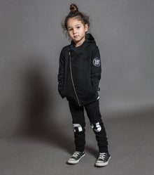 Kid | Hooded Biker Jacket | Dyed Black
