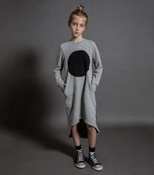 Kid | Circle Patch Fluffy Dress | Heather Grey