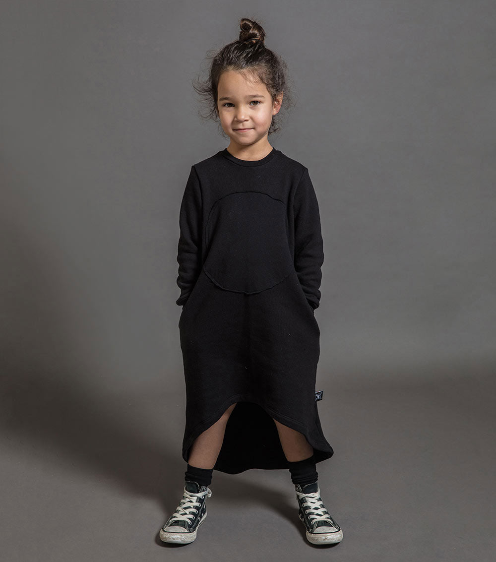 Kid | Circle Patch Fluffy Dress | Black