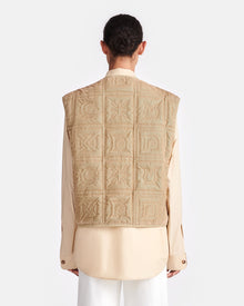 Elvio Quilted Tech-Velvet Gilet | Iridescent Khaki