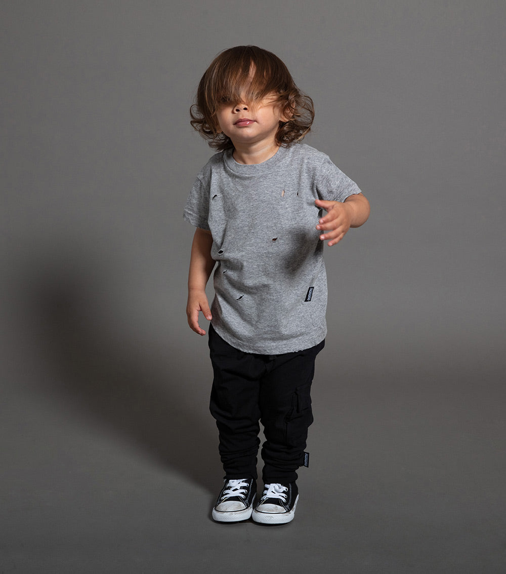 Kid | Hand Torn Deconstructed T-Shirt | Heather Grey