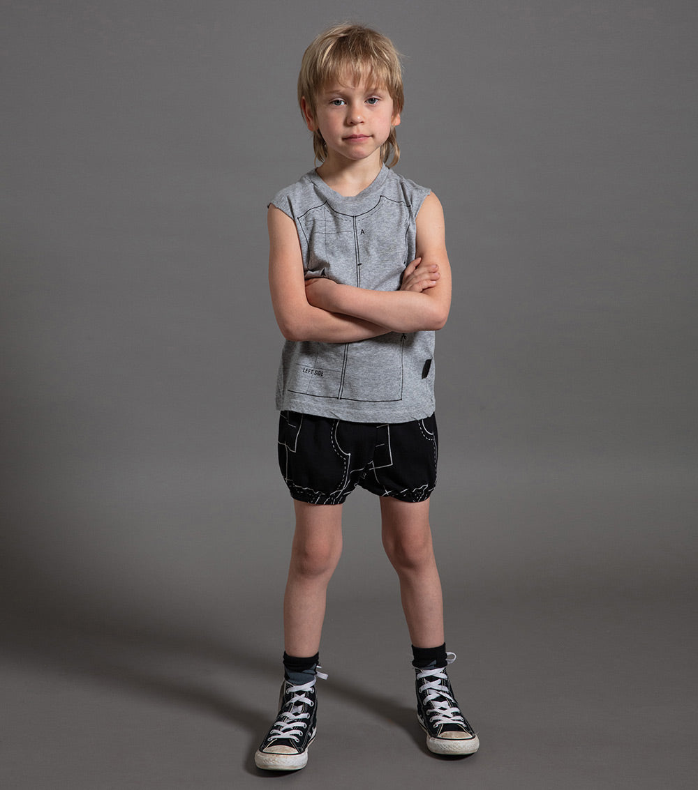 Kid | Sewing Pattern Sleeveless Shirt | Heather Grey