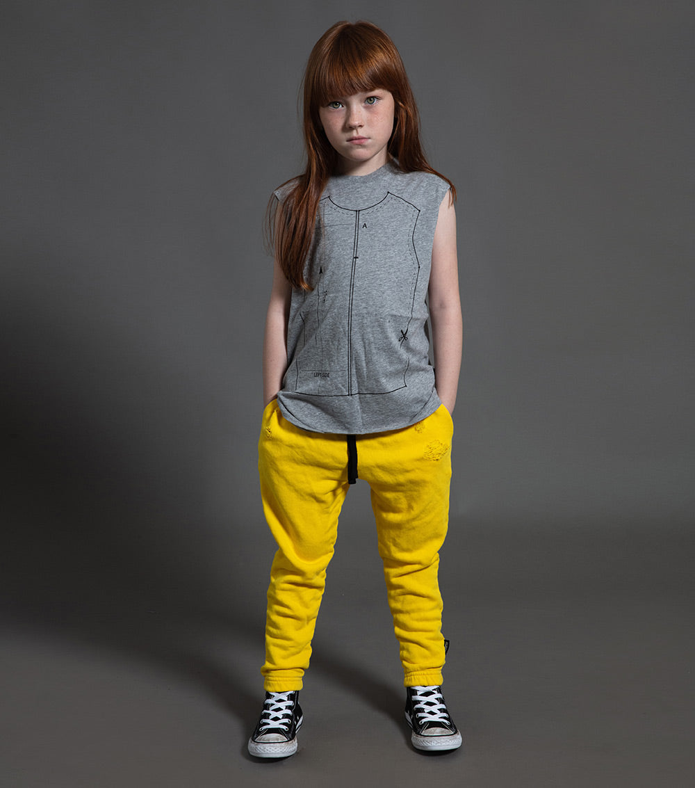 Kid | Sewing Pattern Sleeveless Shirt | Heather Grey