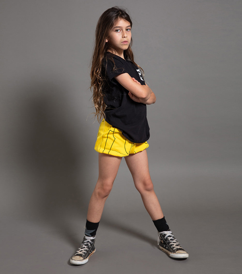 Kid | Sewing Pattern Yoga Shorts | Lava Yellow