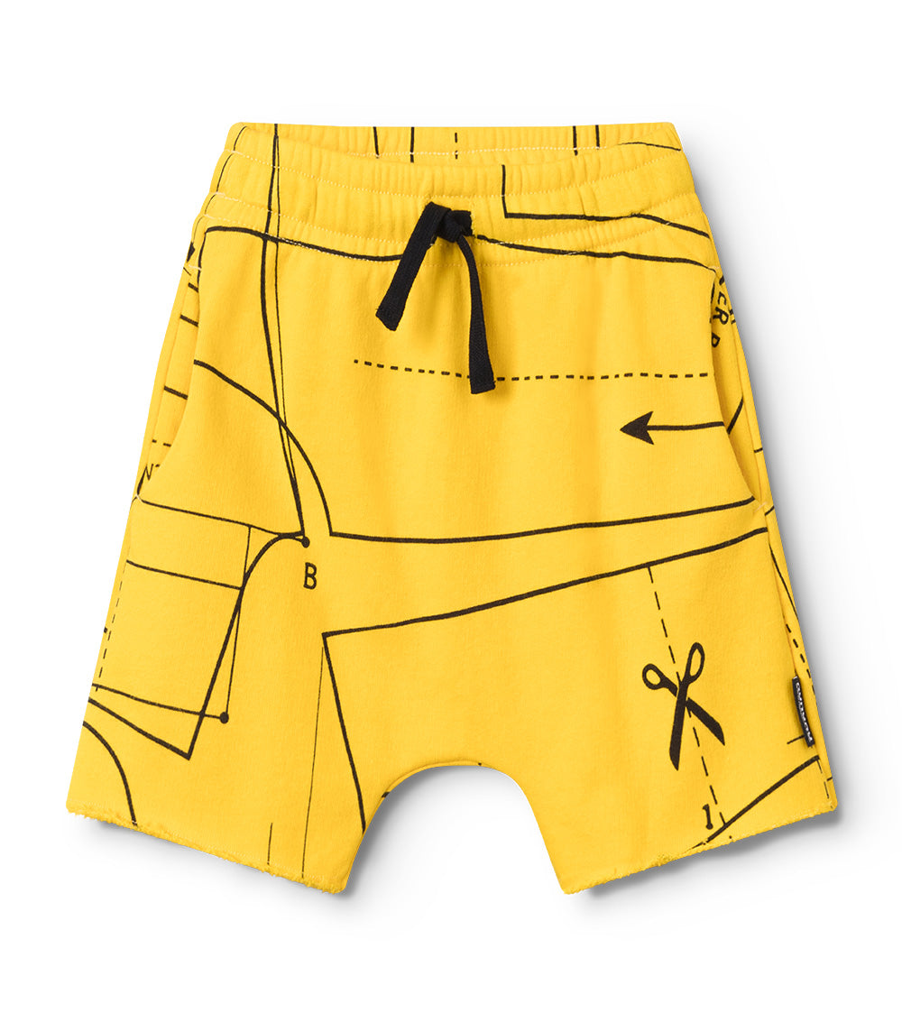 Kid | Sewing Pattern Sweatshorts | Lava Yellow