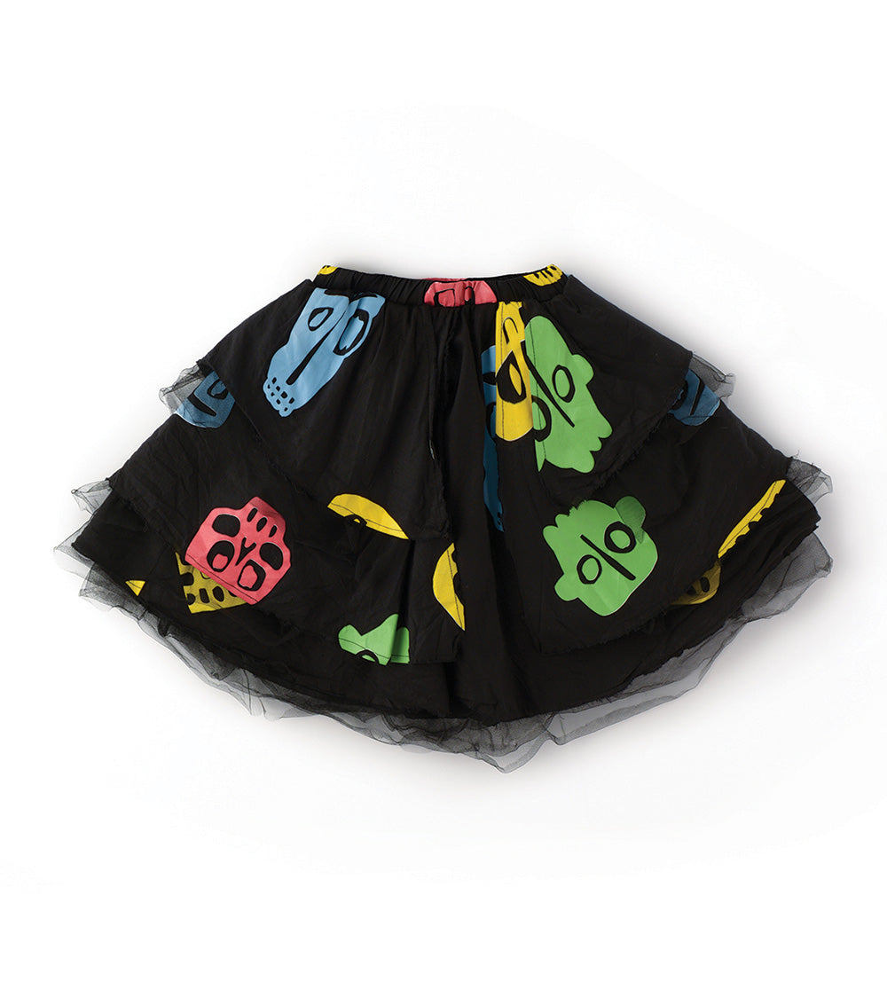 Kid | Rowdy Masks Voile Skirt | Colorful Black
