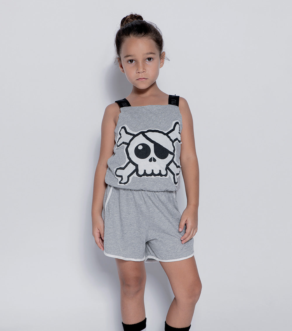 Kid | Skull Patch Tank Overall | Black