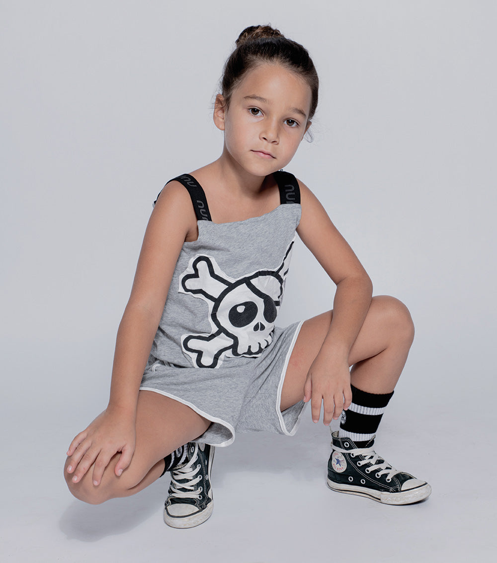 Kid | Skull Patch Tank Overall | Black