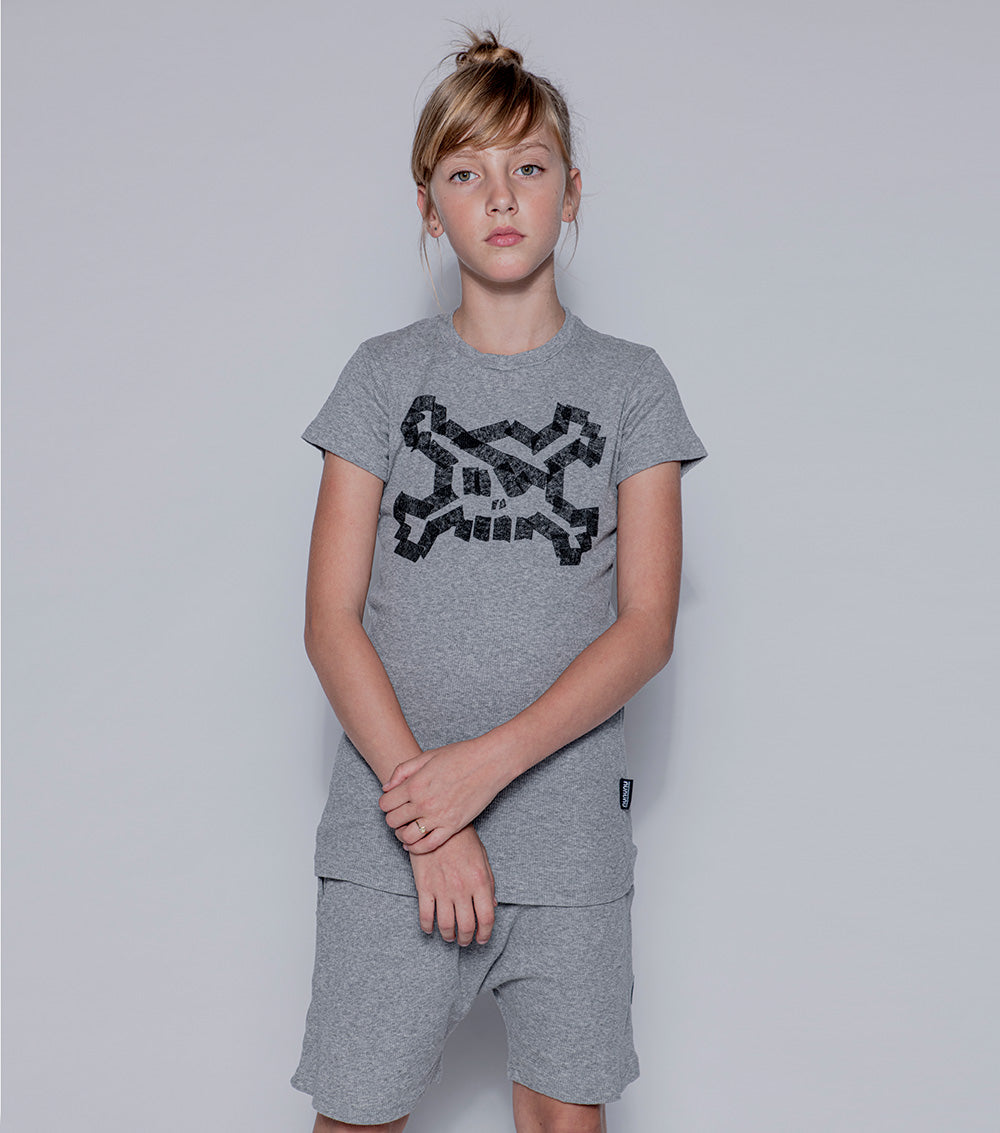 Kid | Masking Tape Skull Loungewear | Heather Grey