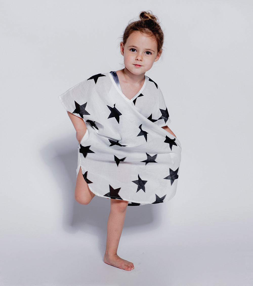 Kid | Star Voile Sleeveless Kaftan | Black