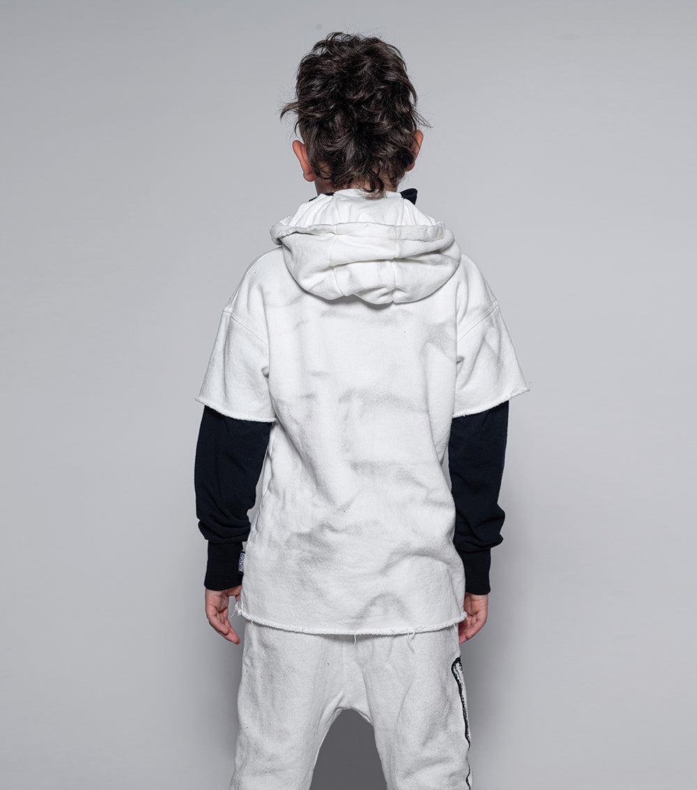 Kid | Skull Twofer Ninja Hoodie | Dirty White