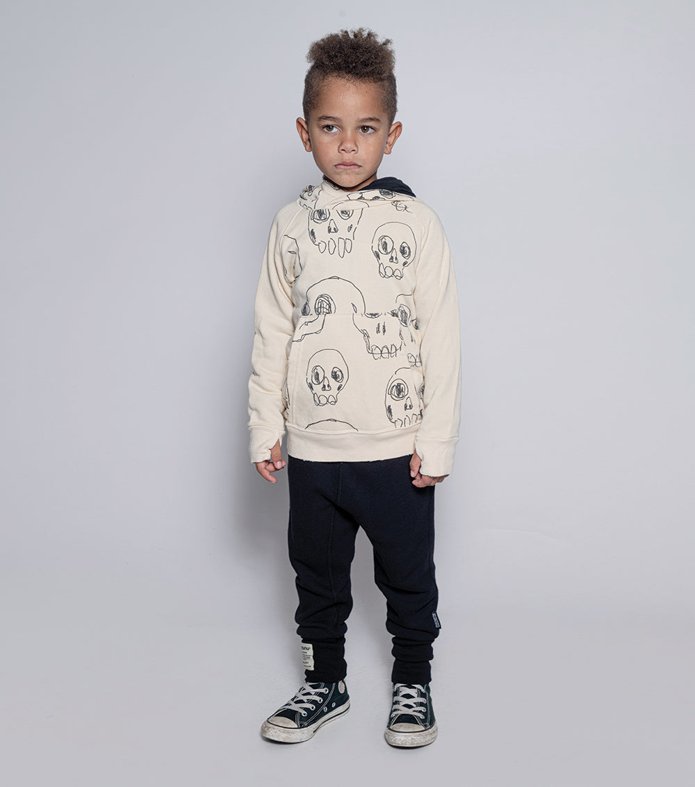 Kid | Scribbled Skulls Zip Hoodie | Yellow
