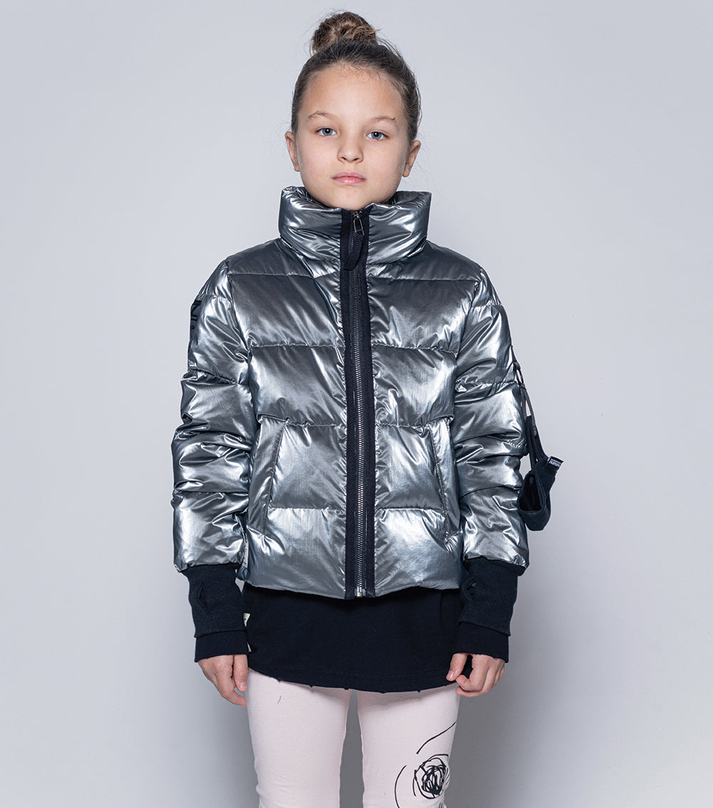 Kid | Attention Fluffy Down Jacket | Dark Silver